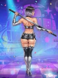 ai_assisted black_hair disco drawingthings12 from_behind looking_back marvel marvel_comics marvel_rivals psylocke psylocke_(psychedelic_pulse) psylocke_(sai) sunglasses