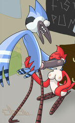 :d avian endenden fellatio female male margaret_smith_(regular_show) mordecai_(regular_show) oral oral_sex penis regular_show sex