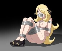 about_to_be_raped about_to_be_violated bare_breasts bare_thighs blonde_female blonde_hair bondage bound captive captured caught cynthia_(pokemon) exposed_breasts fullmetalpanicattack gag gagged gagged_female heels helpless helpless_female imminent_rape naked naked_female nipples nude nude_female pokemon pokemon_trainer restrained tape tape_bondage tape_gag taped_mouth thick_thighs thighs