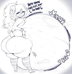 1girls ass_bigger_than_head female huge_ass hyper hyper_ass hyper_belly hyper_pregnancy looking_back massive_belly pregnancy_tally pregnant shortstack solo_female tagme talking text tuppenjskewer