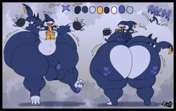 anthro ass balls big_balls big_butt big_penis blue_body bottom_heavy collar fish freckled_butt freckles genitals hi_res huge_balls huge_butt huge_cock huge_hips huge_thighs hyper hyper_balls hyper_butt hyper_genitalia hyper_hips hyper_thighs k1o_gl1x land_shark_(species) male marine model_sheet motion_lines multicolored_body nude_anthro nude_male penis piercing scar shark shark_tail spiked_collar spikes thick_thighs wide_hips