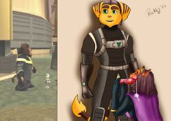 3d_background anthro bodily_fluids brown_body brown_fur cazar_(ratchet_and_clank) clank_(ratchet_and_clank) clothed clothing digital_media_(artwork) erection female fur genital_fluids genitals gloves green_eyes group handwear hi_res lombax machine male mammal muscular muscular_male penis ratchet_(ratchet_and_clank) ratchet_and_clank rivet_(ratchet_and_clank) robot rockeythelombax sasha_phyronix sex sony_corporation sony_interactive_entertainment tail