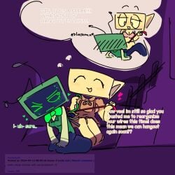 ancient_post bikini bikini_bottom bikini_top blush dandy's_world dandys_world english english_commentary english_dialogue english_text enjoying imagining love old_art repost roblox shellevision shellvision shelly_(dandy's_world) shrimpoluvrr talking talking_to_another tv_head underpants underwear vee_(dandy's_world) wire wireplay wires