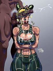 abs athletic_female athletic_male big_breasts bound breasts captainsmutty cleavage clothed clothed_sex clothes clothing cock_on_face cum cum_in_mouth cum_inside cum_leaking defeated defeated_heroine dick_on_face dominant_male enrico_pucci female jojo's_bizarre_adventure jolyne_cujoh jolyne_kujo male muscular muscular_female muscular_male muscular_thighs older_male penis_on_face stone_ocean submissive_female thick_thighs thighs tit tongue tongue_out younger_female