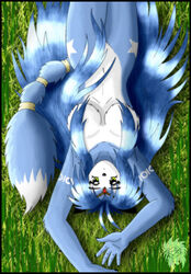 blue_fur canine female fox grass krystal lying mark_haynes star_fox video_games