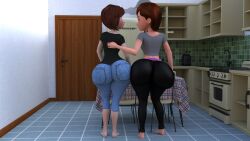 2girls aunt_cass back_view big_ass big_hero_6 big_thighs cass_hamada crossover fat_ass helen_parr marvel milf_body milfs snakeish the_incredibles