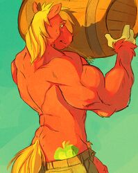 1boy anthro bara big_macintosh_(mlp) earth_pony equine friendship_is_magic fur horse male male_only mammal muscular muscular_anthro muscular_male my_little_pony penis pony shenanigan! solo yellow_eyes