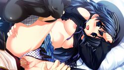 black_hair blue_eyes breasts censored game_cg hat kamikaze_explorer long_hair nipples oshiki_hitoshi penis pussy sex usami_saori