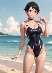 1girls 2d ai_generated areolae armpit bare_arms big_breasts bikini bikini_bottom bikini_top black_eyes black_hair boruto:_naruto_next_generations breasts chest curvy curvy_figure cute cute_face detailed eyelashes eyeshadow female female_only fit fit_female focus hair high_quality large_breasts legs light-skinned_female light_skin lips lipstick looking_at_viewer makeup mascara medium_breasts naruto naruto_(series) nero100 outdoors outside pale-skinned_female pale_skin perky_breasts petite petite_body petite_female posing sarada_uchiha seductive seductive_look short_hair skinny skinny_girl stable_diffusion swimsuit swimwear tagme teenager thighs thin_waist twintails