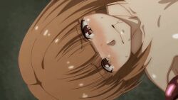 arino_yayoi breasts brown_hair gif nipples rakuen_shinshoku_island_of_the_dead tentacle
