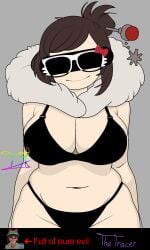 censor_bar censored_eyes chubby chubby_female digital_media_(artwork) glasses mei_(overwatch) overwatch overwatch_2 simple_background the_tracer_(artist)