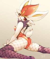 2d anthro cinderace female female_cinderace fishnets furry generation_8_pokemon lagomorph nintendo pokémon_(species) pokemon syourinbonzu white_fur