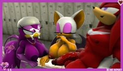 3d after_fellatio big_penis blowjob cum cum_in_mouth cum_on_face cumshot hand_on_penis huge_cock knuckles_the_echidna oral oral_sex rouge_the_bat sarahdellen sega sfm sonic_(series) sonic_the_hedgehog_(series) source_filmmaker threesome wave_the_swallow