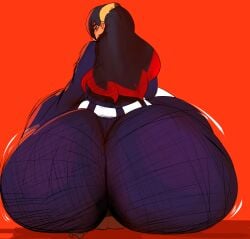 2girls ass_on_face big_ass big_booty big_butt black_hair brown_hair carmine carmine_(pokemon) facesitting hairband juliana_(pokemon) looking_back melissaalli mole mole_under_eye multiple_girls nintendo orange_eyes pokemon pokemon_sv rear_view yuri