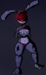 animatronic bonnie_(fnaf) bowtie breasts bunny_ears bunny_girl faceless_character faceless_female five_nights_at_freddy's metallic_body missing_arm robot rule_63 teeth thick_thighs thong withered_bonnie zivartx