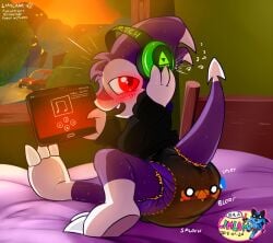 bed diaper embarrassed headphones impmon limlam living_diaper messy_diaper scat scat shit surprised tablet