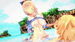 1boy 1girls 3d aether_(genshin_impact) animated blonde_hair holding_hands horny_female jean_gunnhildr jean_gunnhildr_(sea_breeze_dandelion) koikatsu long_hair mihoyo on_top pleasure_face pubic_tattoo sex straight vaginal_penetration vaginal_sex video water