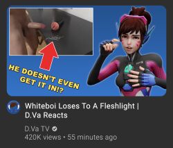 3d brown_hair d.va overwatch parody premature_ejaculation sex_toy small_penis small_penis_humiliation snow_angel_lxix youtube