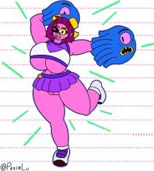 athletic big_ass big_breast big_butt bottomless bottomless_female brawl_stars breasts bubble_ass bubble_butt bursting_clothes busty cheerleader cheerleader_rosa_(brawl_stars) cheerleader_uniform clothing curvaceous curvy curvy_female dark_purple_hair dat_ass female gigantic_breasts half-dressed happy holding_object horns looking_at_viewer monster monster_girl muscular muscular_female no_panties no_underwear nude pavinlu purple_skin purple_topwear red_horns rosa_(brawl_stars) skirt thick_thighs thunder_thighs wardrobe_malfunction wide_hips