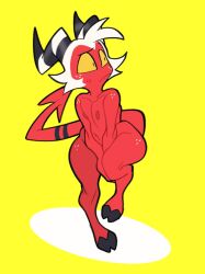 ass big_ass big_butt covering_crotch demon embarrassed_nude_male helluva_boss hooves horn humanoid imp male male_only moxxie_(helluva_boss) nude short_stack shortstack solo solo_focus submarine_screw tail thick_thighs
