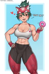 abs athletic_futanari bulge bulge_through_clothing cheekie0 futa_only futanari kiriko_(overwatch) overwatch overwatch_2 sports_bra