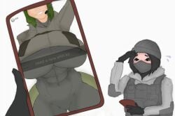 1girls ass ass_expansion big_breasts bigger_female biting_lip blue_eyes breast_expansion breasts breasts_out cleavage ela_(rainbow_six) erect_nipples female female_only frost_(rainbow_six) gigantic_ass gigantic_breasts gigantic_butt gigantic_thighs green_hair growth hourglass_figure human human_only lewdreaper looking_at_another looking_at_partner looking_at_viewer nipple_bulge nipples nipples_visible_through_clothing rainbow_six rainbow_six_siege size_difference solo thick thick_ass thick_legs thick_thighs thin_waist tom_clancy top_heavy