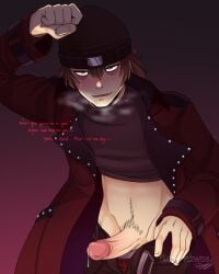 aragaki_shinjirou commission dirty_talk erect_nipples male_focus male_only mostly_clothed mxntylewds persona persona_3 precum precum_drip solo_male