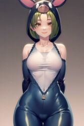 1girls ai_generated brown_eyes clothing colombian donkey donkey_hood female female_focus flat_chest freckles green_hair green_nails hispanic hispanic_virtual_youtuber hoodie indie_virtual_youtuber latam_virtual_youtuber light-skinned_female light_skin one_piece_swimsuit ryumi ryumivt short_hair small_breasts stable_diffusion swimsuit twitch twitch.tv virtual_youtuber vtuber yellow_eyes youtube youtube_hispanic