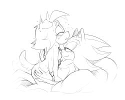 bea_(mxntylewds) cowgirl_position mxntylewds on_bed original_character sex shadow_the_hedgehog small_breasts sonic_(series) wholesome