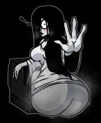 ! 1girls ass bare_ass big_ass big_breasts bottomless breasts embarrassed female huge_ass looking_at_viewer nanodude78 shocked shocked_expression shocked_eyes solo solo_female tagme the_ring through_screen yamamura_sadako