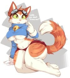 2d anthro blinx blinx_the_time_sweeper blue_jacket breasts domestic_cat feline fluffy_tail gloves goggles green_eyes microsoft red_shorts rule_63 teranen thick_thighs xbox_game_studios