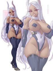 1girls breasts brown_skin dark-skinned_female dark_skin female hi_res hips huge_breasts long_hair melowh miruko my_hero_academia nipple_covers pasties rabbit_ears red_eyes rumi_usagiyama thick_thighs thighs white_hair wide_hips