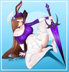 1girls brown_hair bunny_ears bunnyph0bic clothed crop_top developerella roblox roblox_avatar robloxian skirt source_request stockings tagme valkyrie_helm