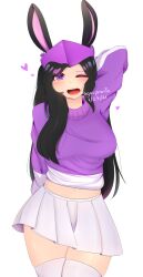 1girls black_hair bunny_ears bunnysuit cuffs female leotard oc original_character purple_eyes source_request stockings visor white_skin