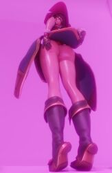 3d brown_hair hand_on_butt kiriko_(overwatch) overwatch overwatch_2 pink_pussy spekospeko upskirt viewed_from_below