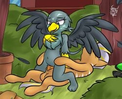 3_toes avian balls beak belly blonde_hair blonde_mane brown_body brown_fur canon_x_oc chest_tuft digital_media_(artwork) equid equine feathered_wings feathers feet female female_penetrated feral feral_on_feral feral_penetrated feral_penetrating feral_penetrating_feral friendship_is_magic fur gabby_(mlp) genitals grass green_body green_feathers green_fur grey_hair grey_mane grey_tail gryphon hair hasbro hi_res hooves horse interspecies male male/female male_penetrating male_penetrating_female mammal mane mohawk multicolored_hair multicolored_mane my_little_pony mythological_avian mythology navel on_bottom on_top paws penetration penis plant pony ponytail pussy reverse_cowgirl_position sex spk spread_wings striped_body striped_fur stripes tail tail_tuft talons toes tree tuft two_tone_hair two_tone_mane two_tone_tail vaginal_penetration vaginal_penetration wings yellow_beak yellow_tail