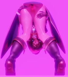 3d brown_hair kiriko_(overwatch) overwatch pink_pussy spekospeko spread_anus spread_legs spread_pussy witch witch_hat