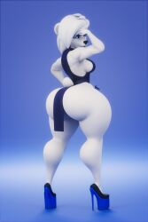 1girls 3d anthro ass big_ass bottom_heavy breasts bubble_butt chelsey_(rumakis) clothing dat_ass dress dumptruck_ass fat_ass female female_only heels huge_ass large_ass polar_bear rumakis shoes solo thick_ass thick_thighs thunder_thighs ursid wide_hips