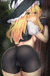 big_butt bike_shorts blush butt huge_butt large_butt leon0705 marisa_kirisame touhou witch witch_hat