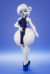 1girls 3d anthro ass big_ass bottom_heavy breasts bubble_butt chelsey_(rumakis) clothing dat_ass dress dumptruck_ass fat_ass female female_only heels huge_ass large_ass polar_bear rumakis shoes solo thick_ass thick_thighs thunder_thighs ursid wide_hips