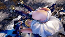 3d ass bandai blonde_hair busty female female_focus female_only hourglass_figure long_hair milf namco panties screenshot sophitia_alexandra soul_calibur soul_calibur_vi tagme white_panties wide_hips