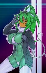 big_breasts blaster_master blaster_master_zero_2 green_body green_hair green_skin kanna_(blaster_master) plant_girl plant_humanoid plantie scuttlefish tagme thick_thighs