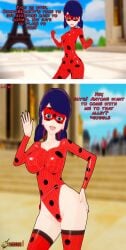 1girls 3d 3d_(artwork) arm_sleeves artist_logo artist_name before_and_after big_breasts bimbo bimbofication blue_eyes bodysuit brainwashing dialogue english_text eye_mask female female_only ladybug_(character) large_breasts latinkaixa leotard marinette_dupain-cheng miraculous_ladybug nipple_bulge painted_nails patreon_username personality_change pigtails pokies post_transformation solo superheroine text thick_thighs thighhighs transformation