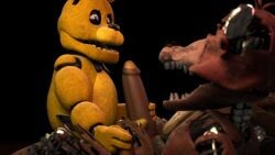 dick five_nights_at_freddy's five_nights_at_freddy's_2 fnaf foxy_(fnaf) freddy_(fnaf) gay huge_balls huge_cock ingame_model jerking jerking_off nassiesfm original_character penis richardbunbon small_penis tagme withered_foxy withered_freddy