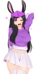 1girls black_hair bunny_ears bunnysuit cuffs female leotard oc original_character purple_eyes source_request stockings visor white_skin