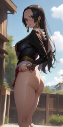 ai_generated artist_request boa_hancock bubble_butt female female_only from_behind hips looking_at_viewer looking_from_below one_piece