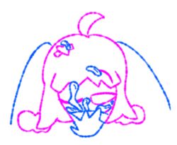 1boy 1girls ace_robin blue_cum blue_lines blueboy_(artist) cum cum_in_mouth doodle forgedville ibispaintx mellie_(forged) pink_lines smirk sucking_penis tagme