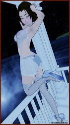 1girls artist_name avatar_legends avatar_the_last_airbender breakwater_ridge earth_kingdom female see-through_clothing stockings suki translucent_clothing