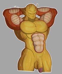 balls dragon_ball dummydurzz flaccid genitals hi_res male male_only muscular namekian nude orange_piccolo penis piccolo solo wet wet_body