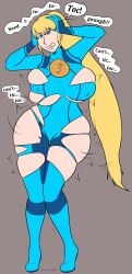 ass_expansion blonde_hair brainwashing breast_expansion clock female huge_ass huge_breasts metroid mid-transformation nintendo ripped_clothing samus_aran thick_thighs transformation wide_hips xxxx52